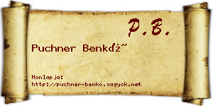 Puchner Benkő névjegykártya